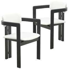 LeisureMod - Velo 2-PCS Faux Leather Side Chair - Modern Dining Accent Armchair - Black/Off White
