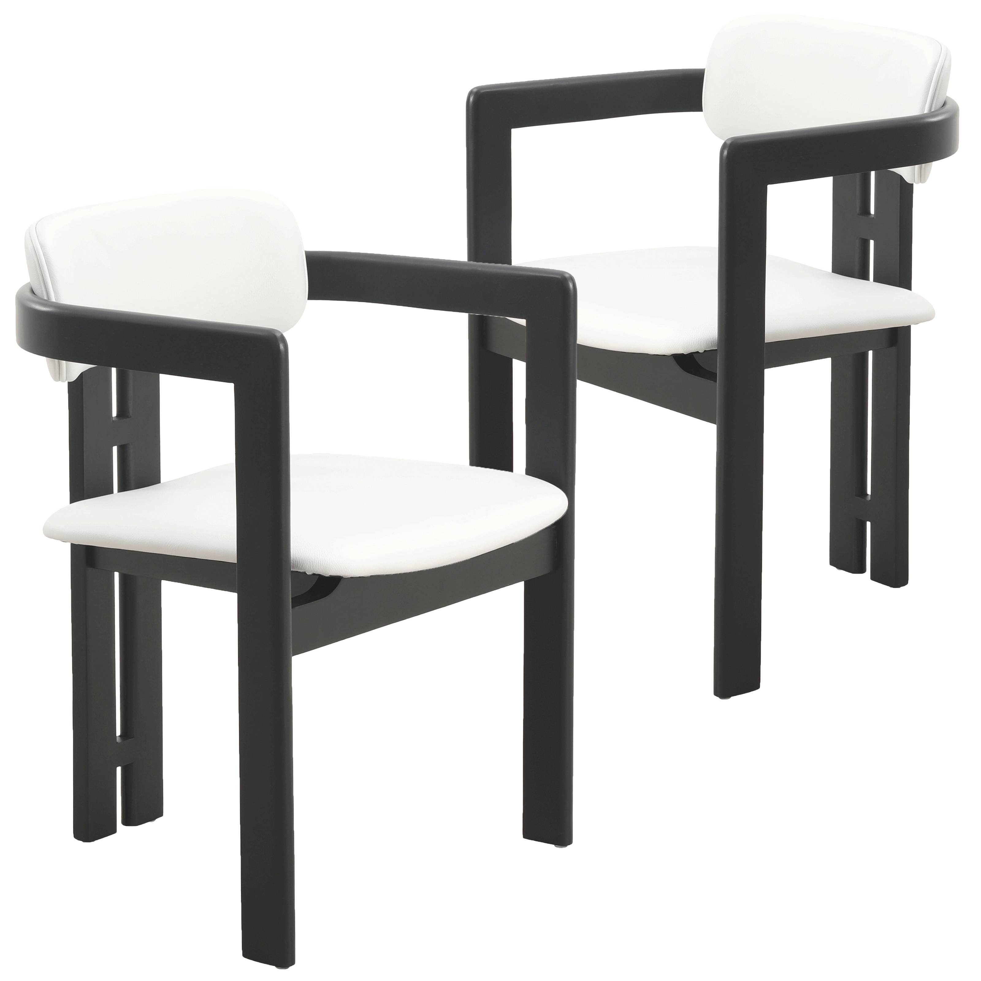 Front. LeisureMod - Velo 2-PCS Faux Leather Side Chair - Modern Dining Accent Armchair - Black/Off White.