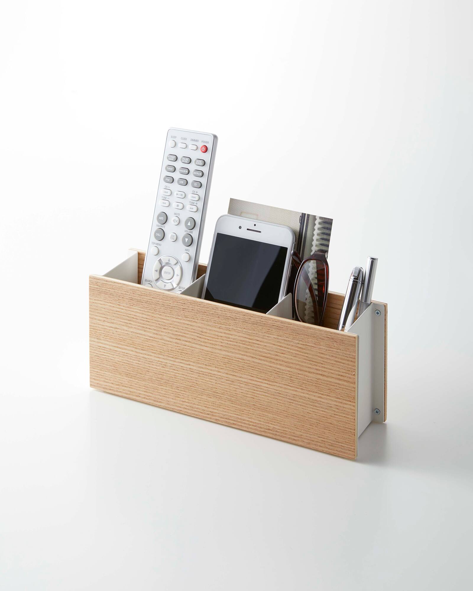 Angle. Yamazaki Home - Desk Organizer - Small - Ash.