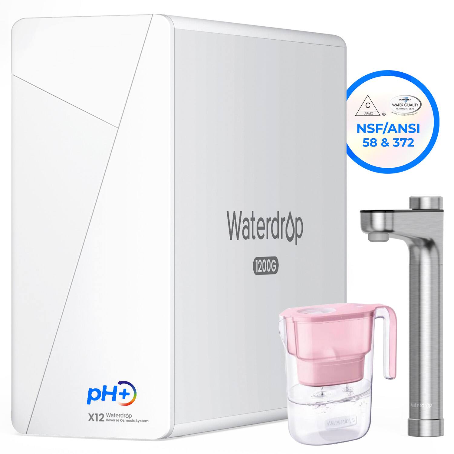 Waterdrop - X12 Reverse Osmosis System Extra WD-PT-05P Water Filter Pitcher - White