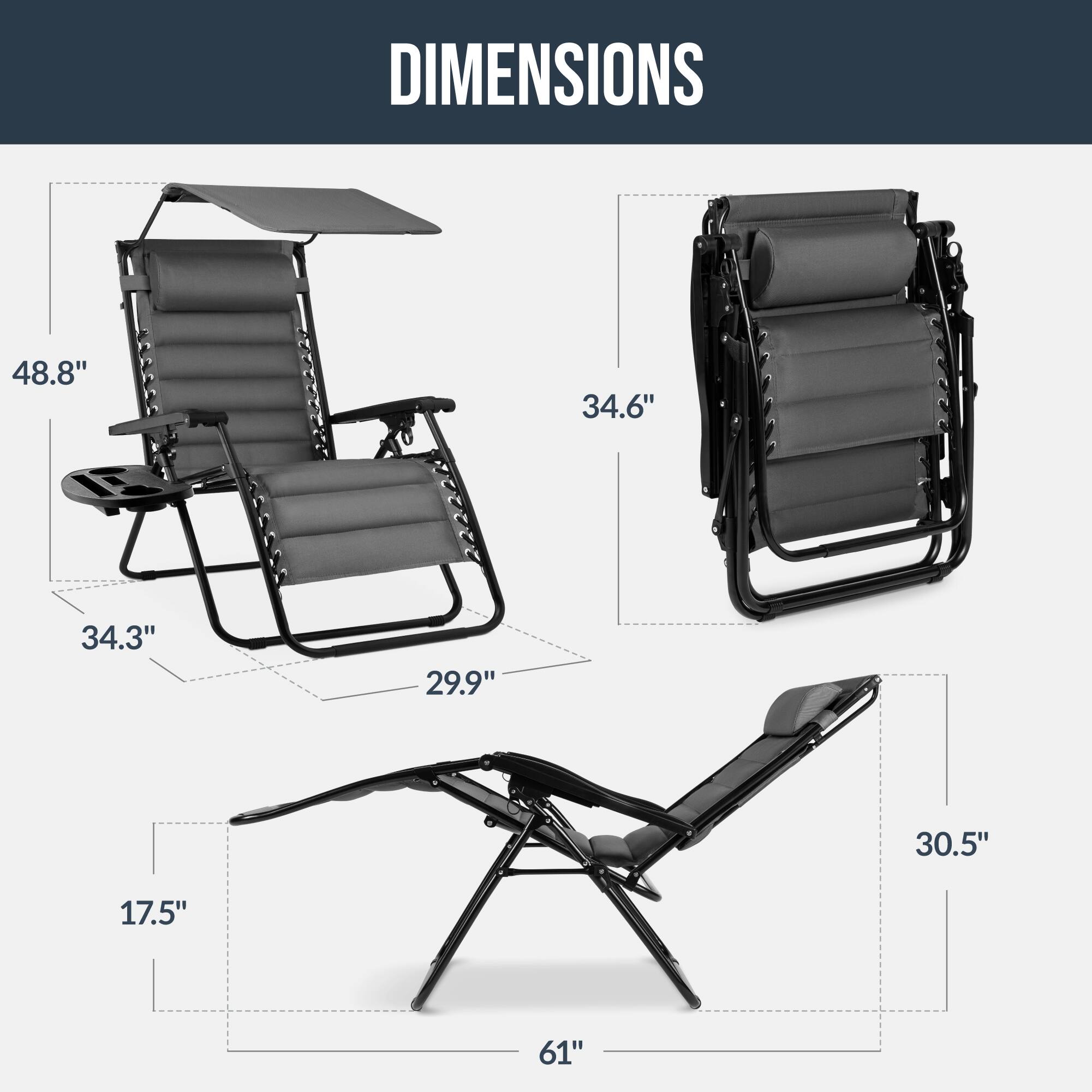 DIMENSIONS

48.8" 34.6" 34.3" 29.9" 30.5" 17.5" 61"