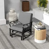 Costway Patio Rocking Chair with Cushion Heavy-Duty Metal Frame Smooth Glider Outdoor - Gray - Front_Zoom