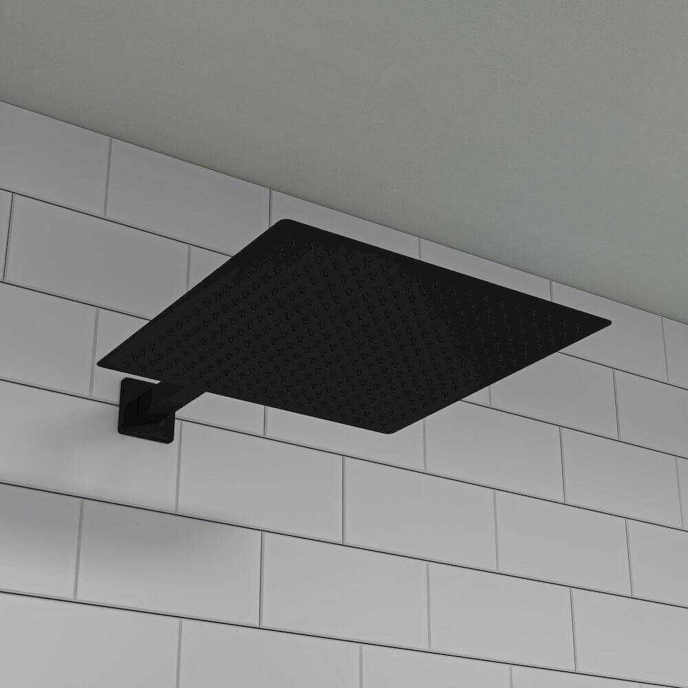 Alt View 1. Alfi - Matte Black Stainless Steel 16" Square Ultra-Thin Rain Shower Head - Black.