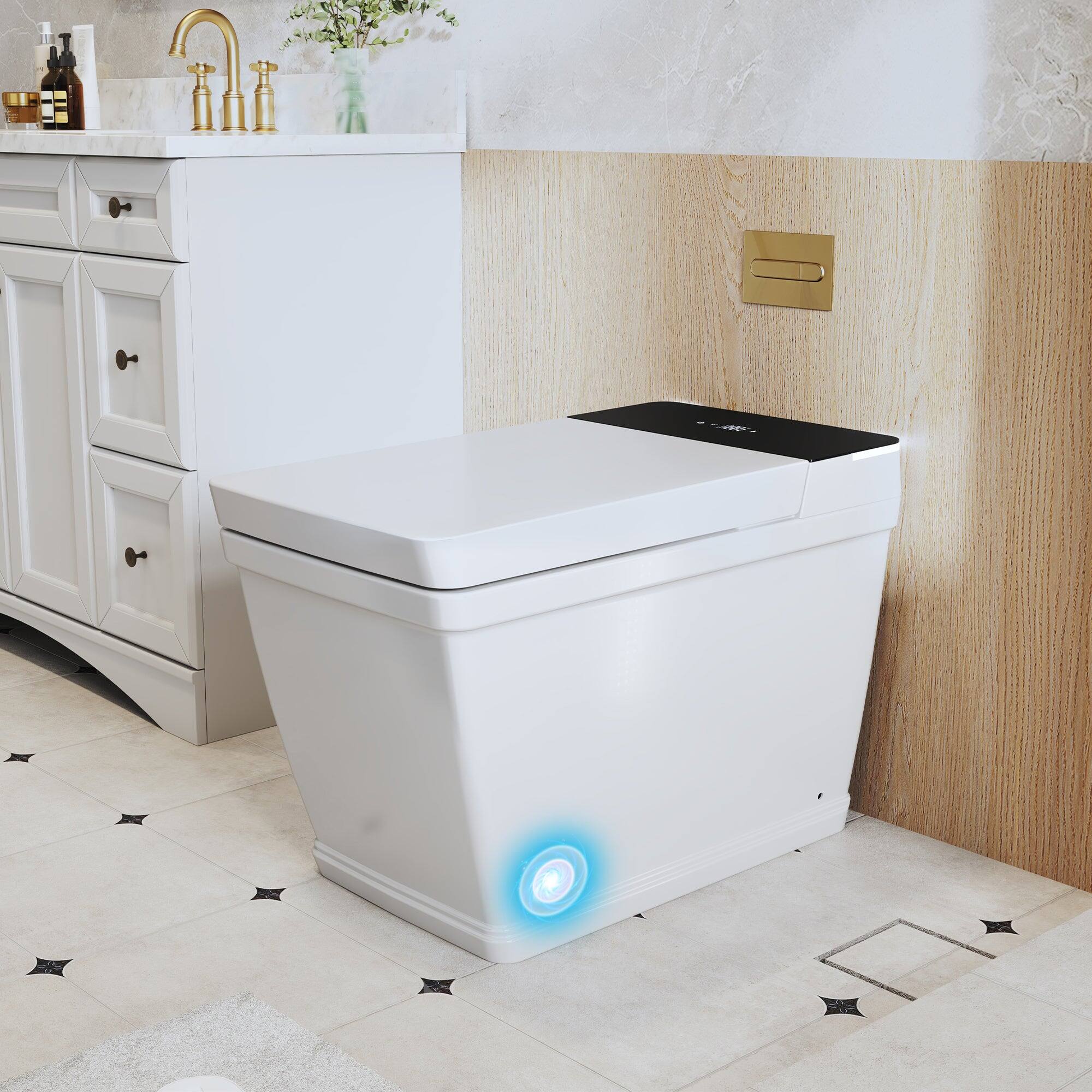 Alt View 2. Boyel Living - Smart Toilet Wide Seat UV Sterilization Heated Seat Multi Wash Auto Flush Remote Control - White.