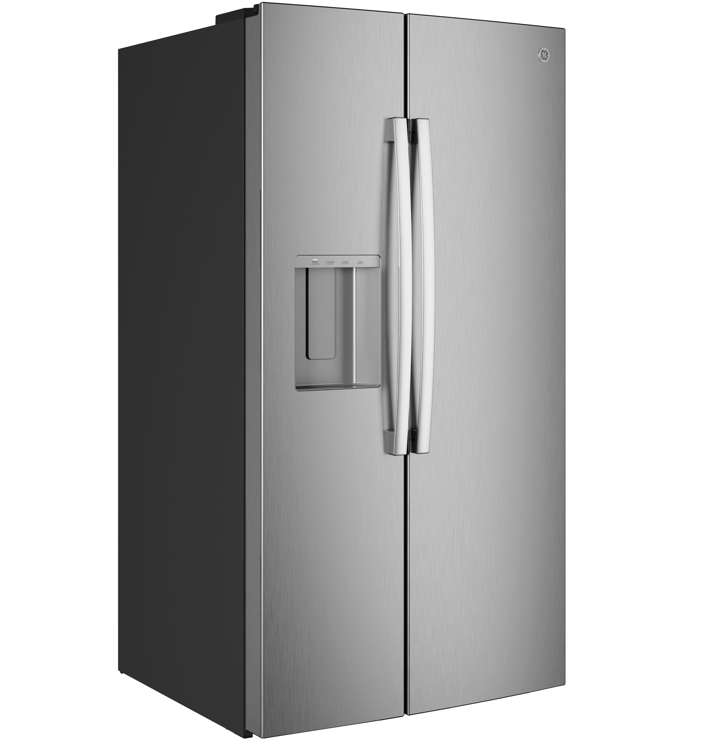 Alt View 32. GE - 36 in. Wide 23.5 Cu. Ft. Smart Counter-Depth Side-By-Side Refrigerator with LED Light Walls and Extra Tall Dispenser - Stainless Steel.