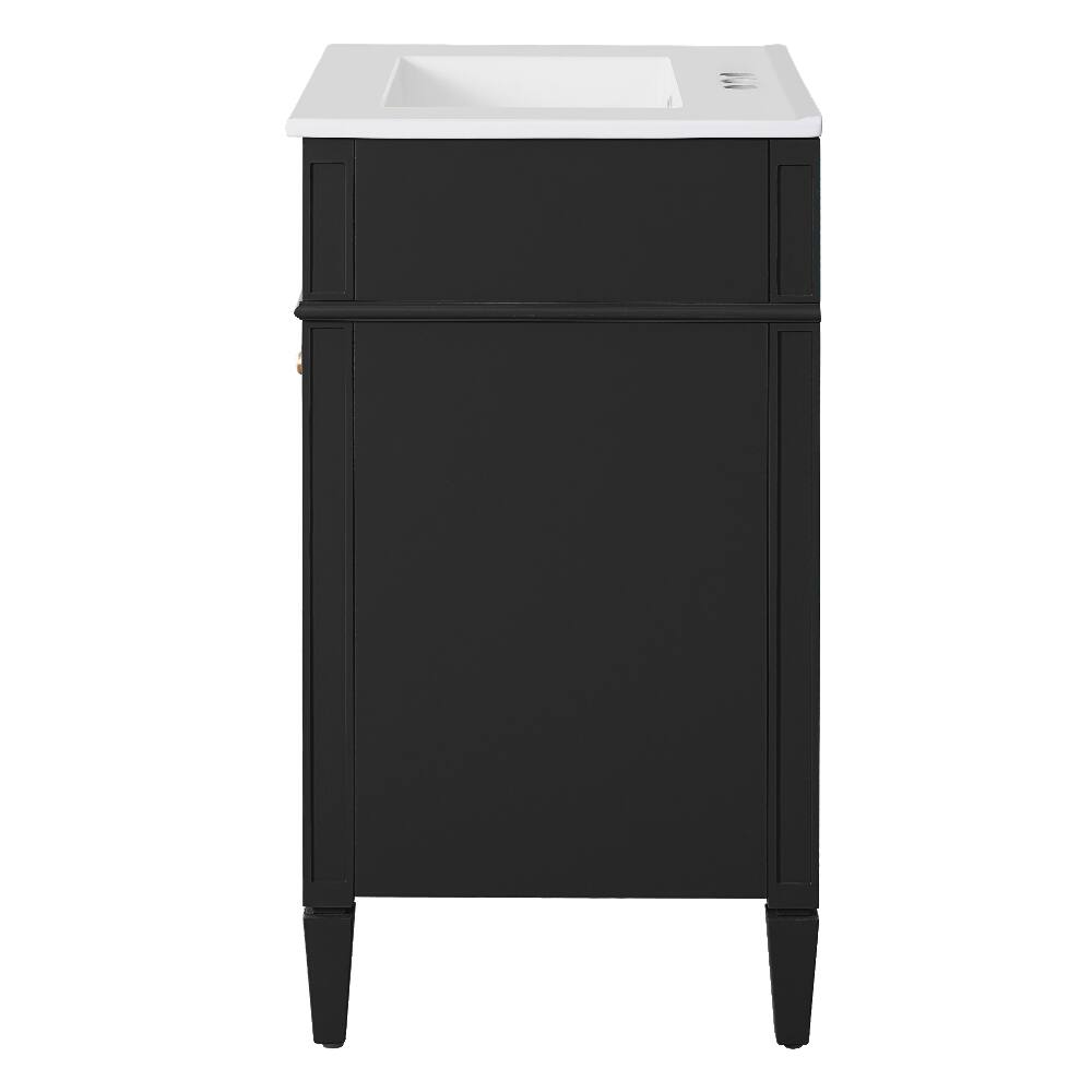 Alt View 9. Loheer - Loheer 24 inch bathroom vanity with sink, Black Modern Bathroom Vanity with Tip-Out Drawer - Black.