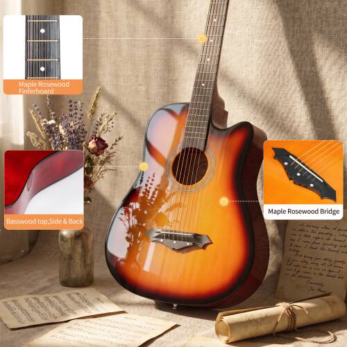 Maple Rosewood Fingerboard  
Basswood top, Side & Back  
Maple Rosewood Bridge