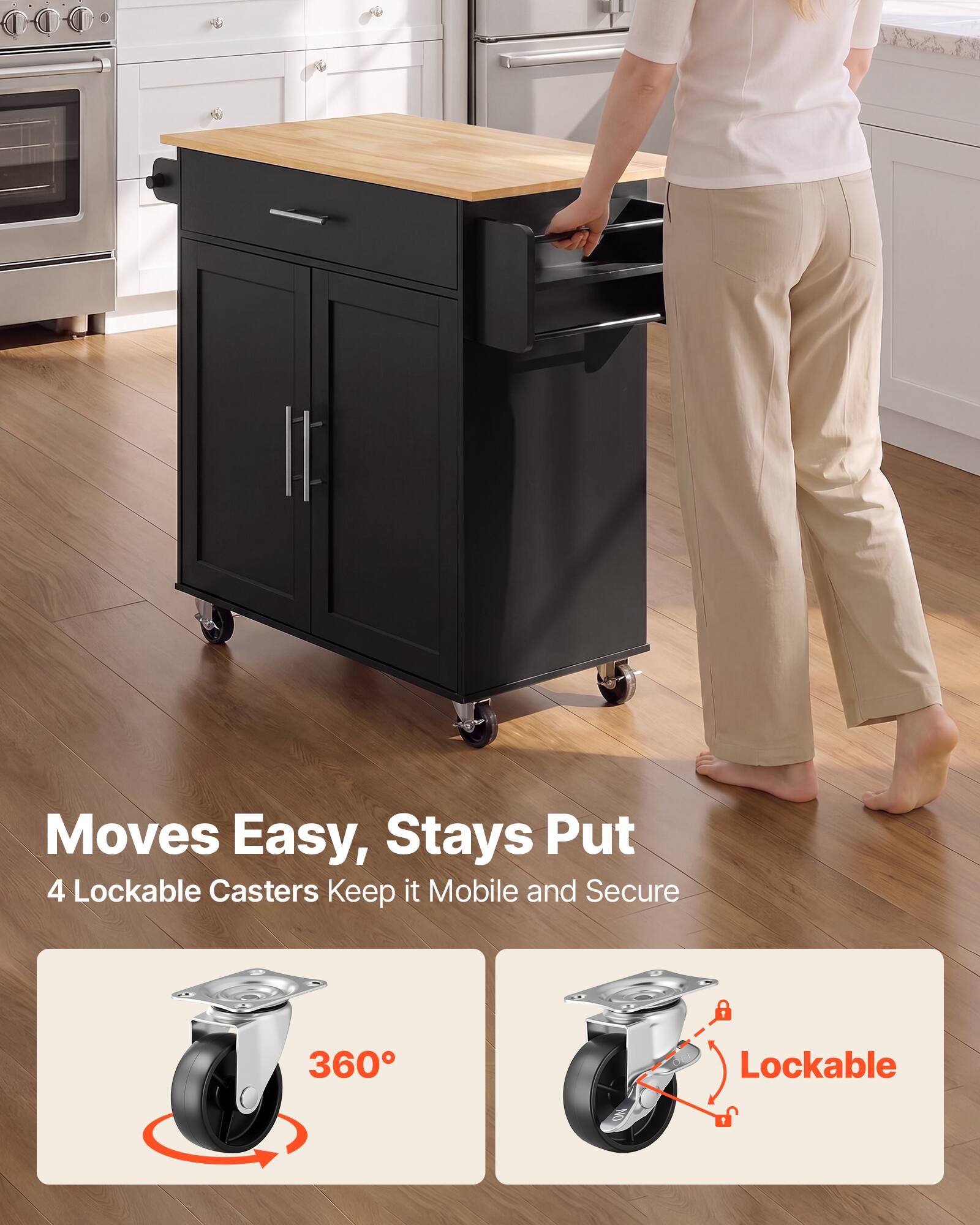 Moves Easy, Stays Put  
4 Lockable Casters Keep it Mobile and Secure  
360°  
Lockable