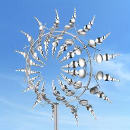 Umeiluce - Outdoor Garden Windwill Spinner Abstract Rotating Weather Resistant - Silver