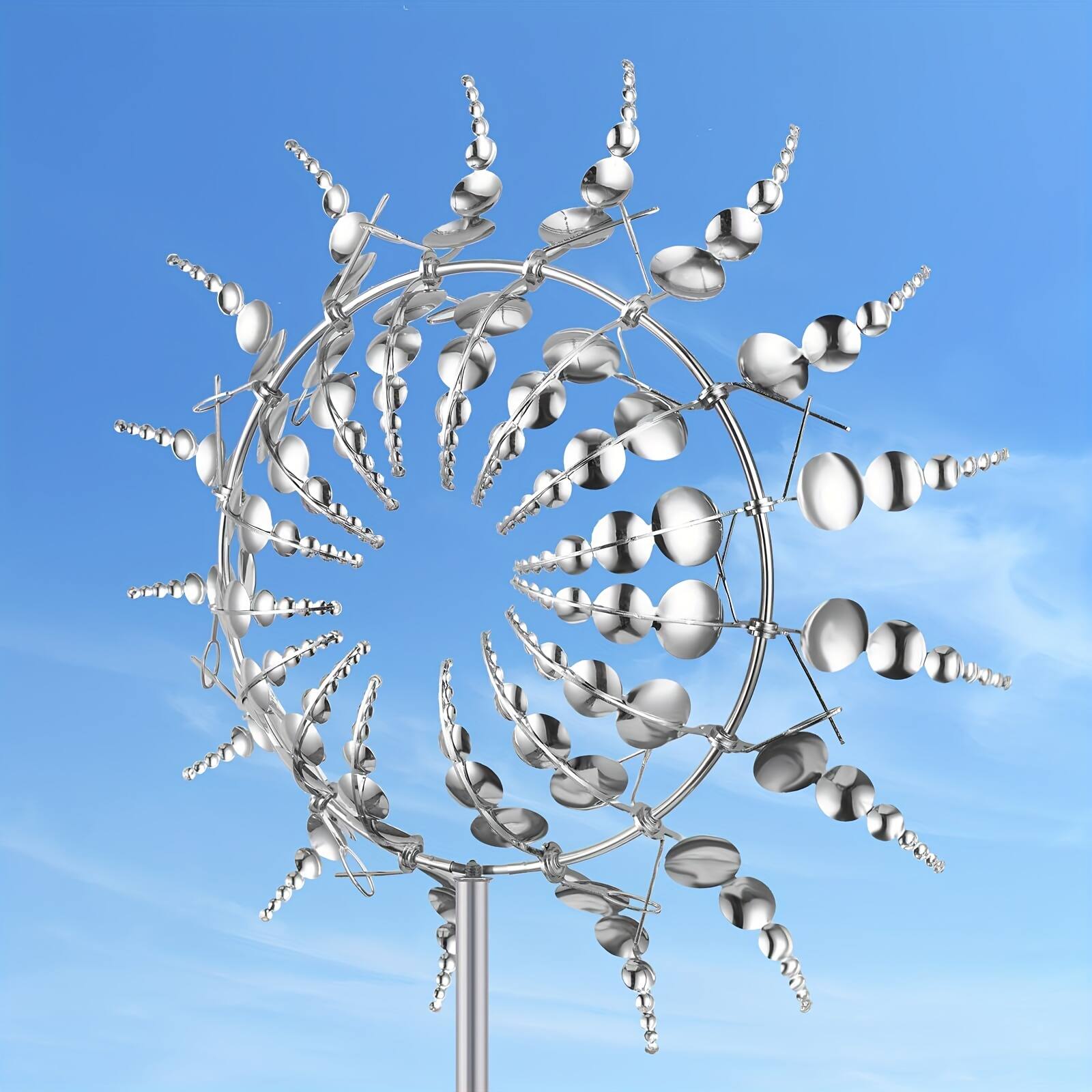 Front. Umeiluce - Outdoor Garden Windwill Spinner Abstract Rotating Weather Resistant - Silver.