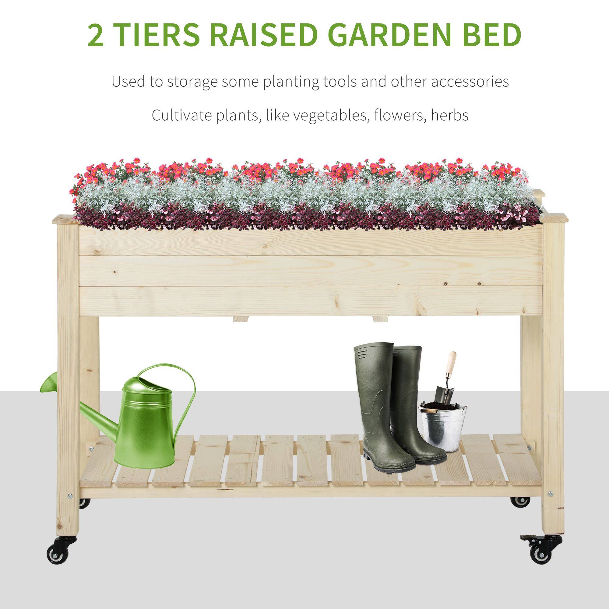 2 Tiers Raised Garden Bed

Used to storage some planting tools and other accessories

Cultivate plants, like vegetables, flowers, herbs