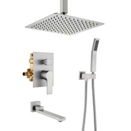 Boyel Living - 10-Inch Rain Shower System Brass SUS304 3-Function Valve Handheld 180° Spout cUPC - Brushed Nickel
