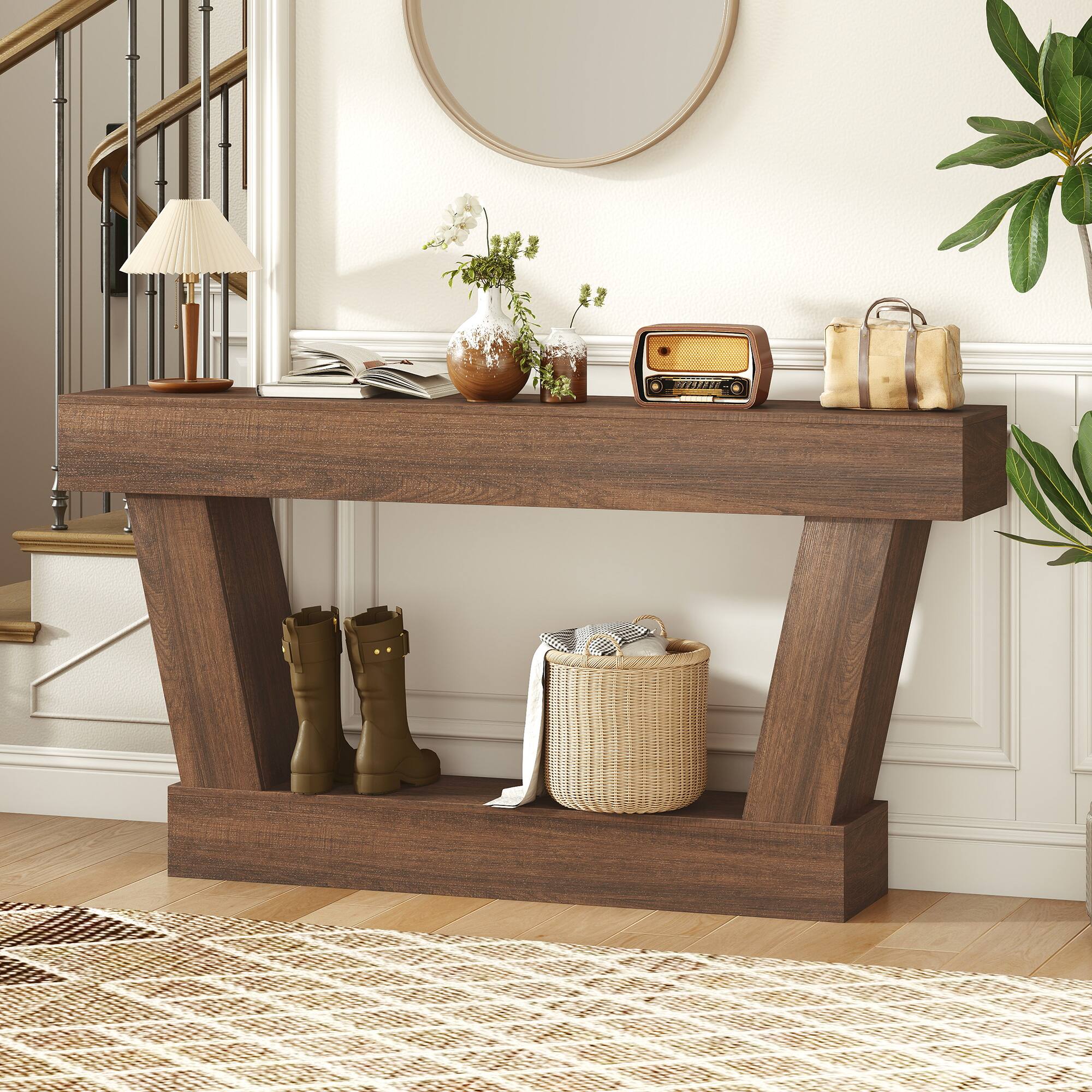 Alt View 1. Homcom - Inch Vintage Console Table - Brown.