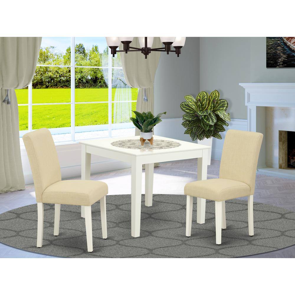 Left. East West Furniture - Dining Room Set Linen White - Brown.