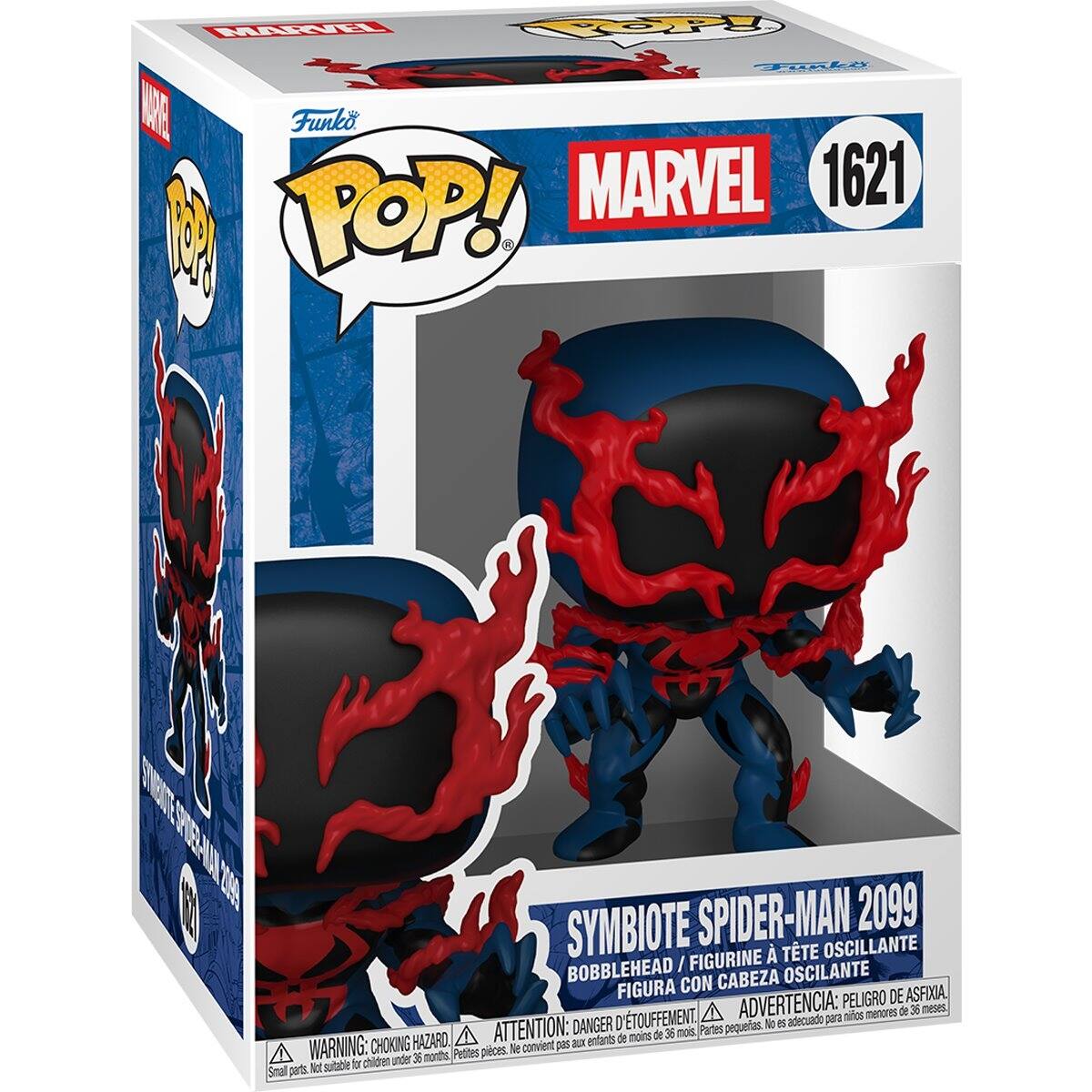 MARVEL POP! Funko MARVEL 1621 POP!  
SYMBIOTE SPIDER-MAN 2099  
BOBBLEHEAD / FIGURINE À TÊTE OSCILLANTE / FIGURA CON CABEZA OSCILANTE  
WARNING: CHOKING HAZARD - ATTENTION: DANGER D'ÉTOUFFEMENT - ADVERTENCIA: PELIGRO DE ASFIXIA  
Not suitable for children under 36 months - Ne convient pas aux enfants de moins de 36 mois - No es adecuado para niños menores de 36 meses