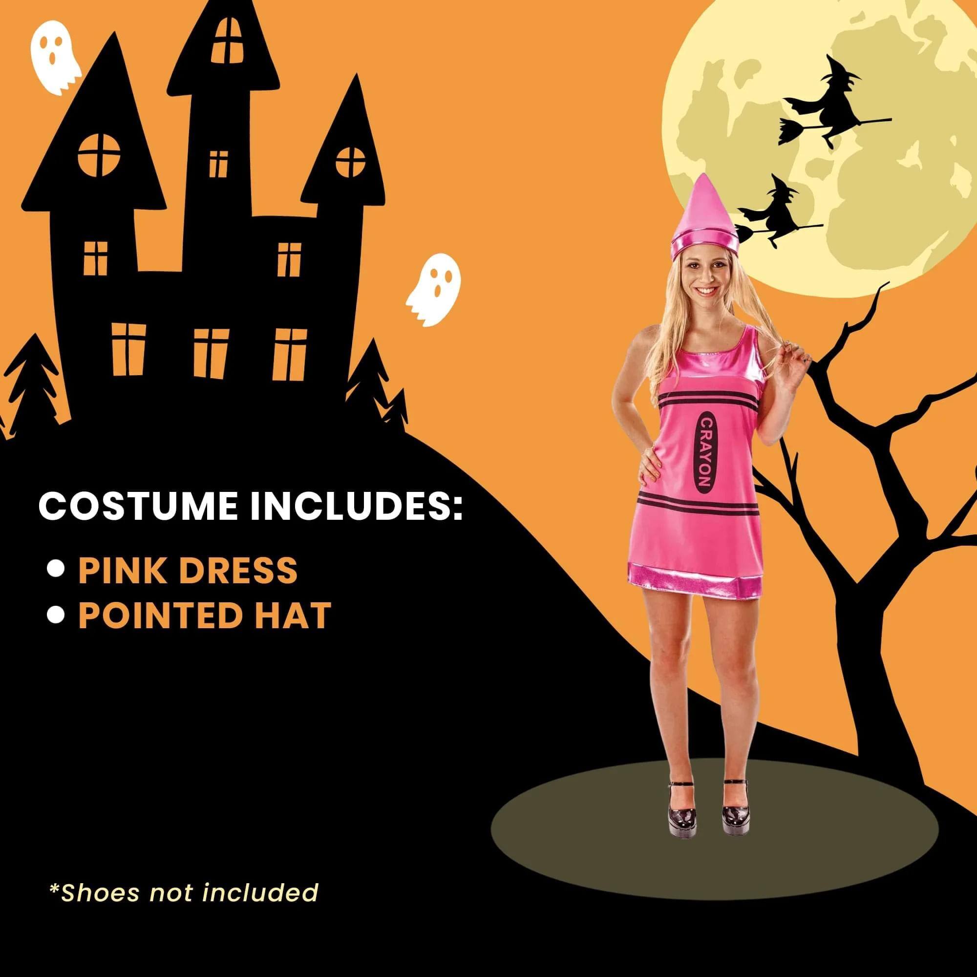 COSTUME INCLUDES:  
- PINK DRESS  
- POINTED HAT  

*Shoes not included