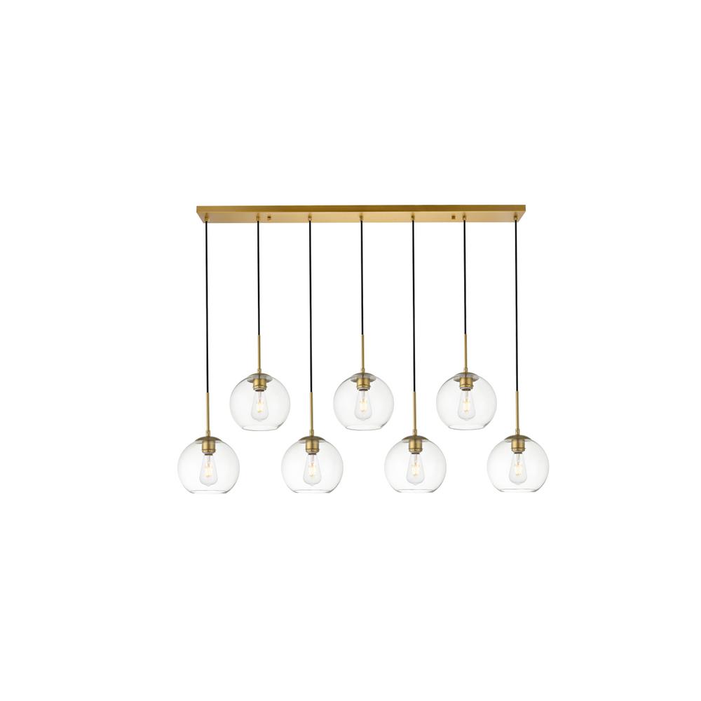 Alt View 2. Living District - Baxter 7 Lights Brass Pendant With Clear Glass - Brass And Clear.