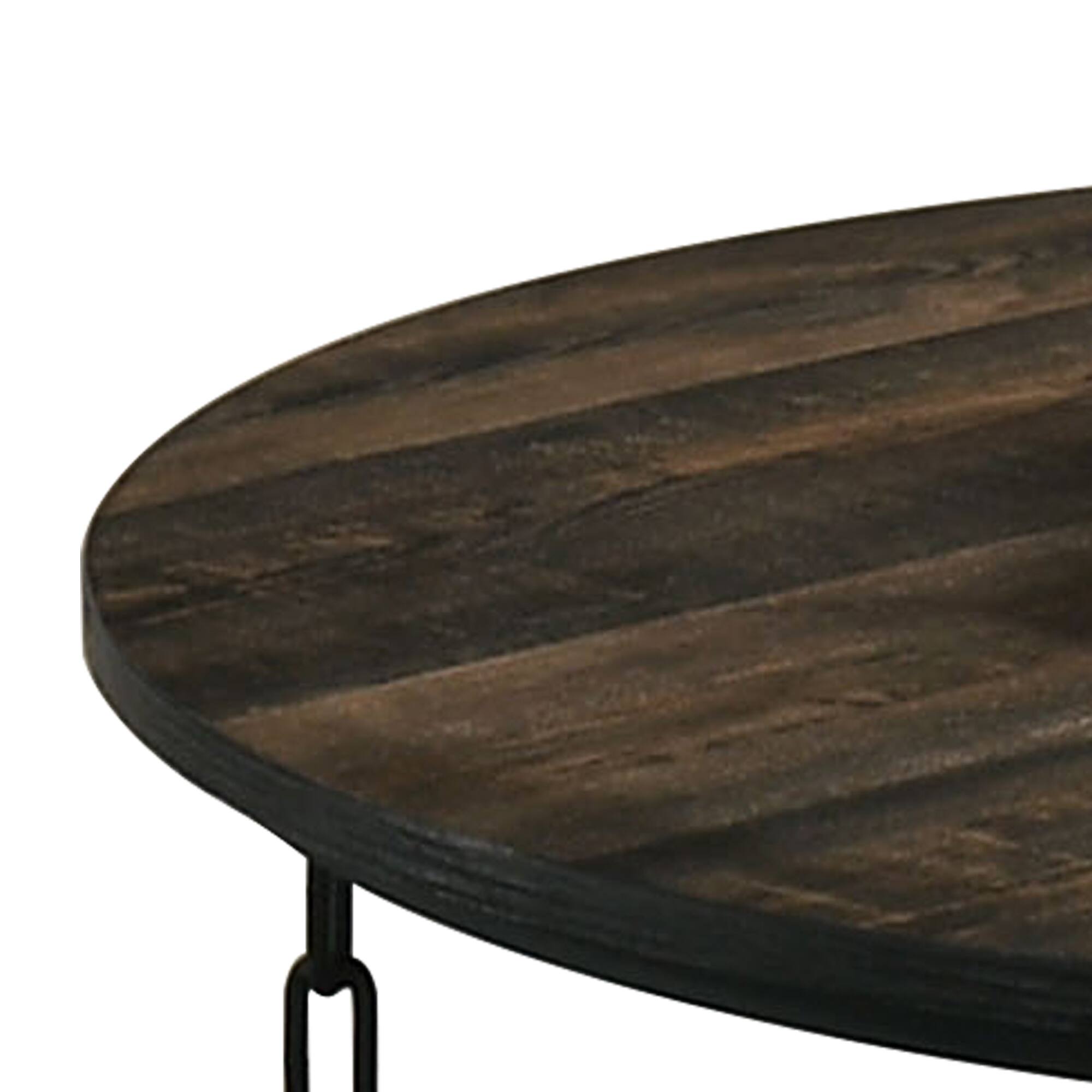 Alt View 1. Vaczon - 3-Piece Coffee Table Set with 2-Tier Storage, Industrial Metal Frame, and Decorative Chain Pole for Living Room, Kitchen - Dark Brown.