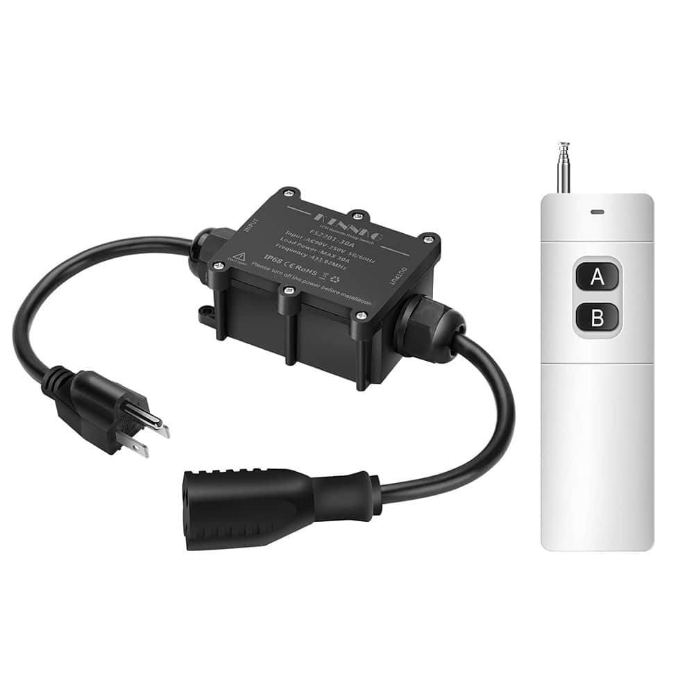 RTMB - Outdoor Waterproof Power Switch, 20–30A Remote Control Outlet - Black