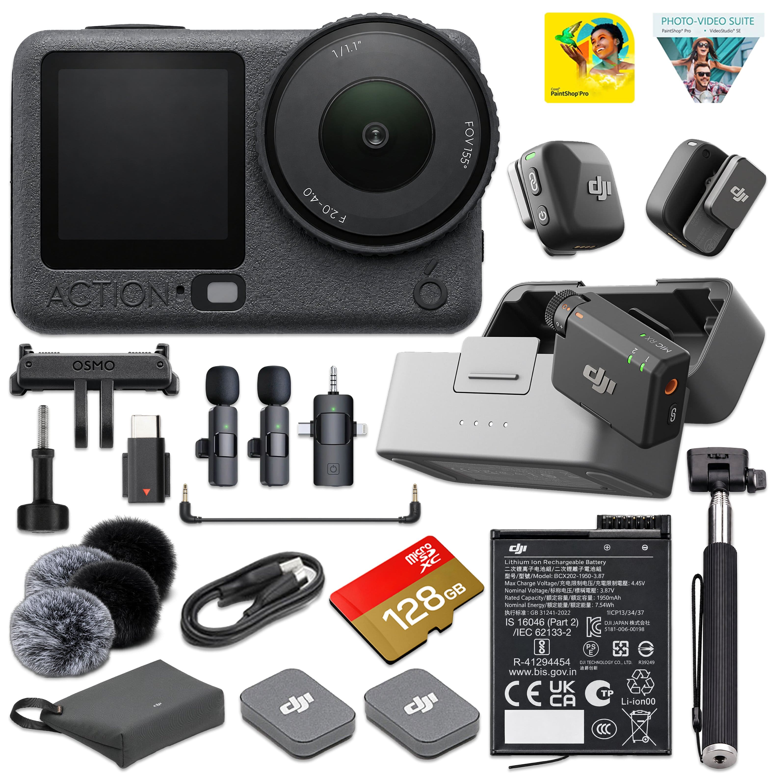 Bundle - Osmo Action 6 8K Waterproof Camera Standard Combo with DJI Mic Mini 2-Person Wireless Mic System | 1/1.1" Sensor - Gray