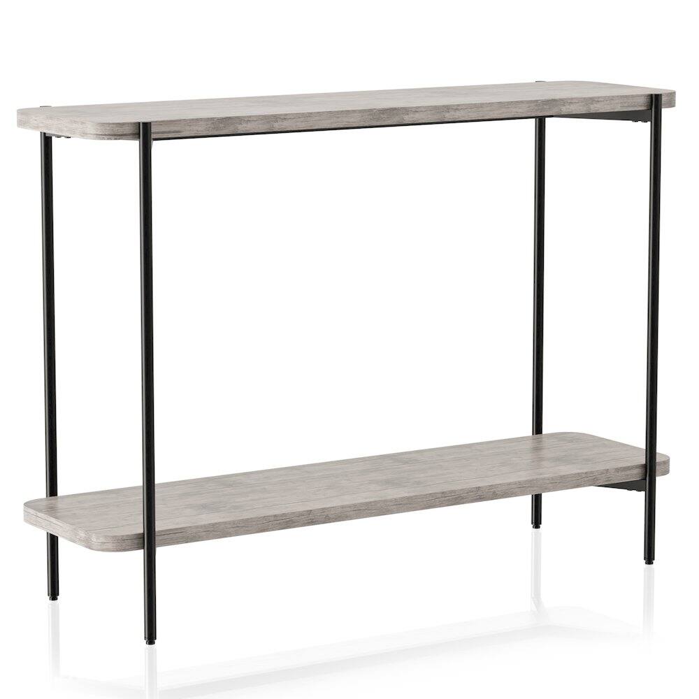 Furniture of America - Elgun Metal 1-Shelf Console Table in Black and - Gray
