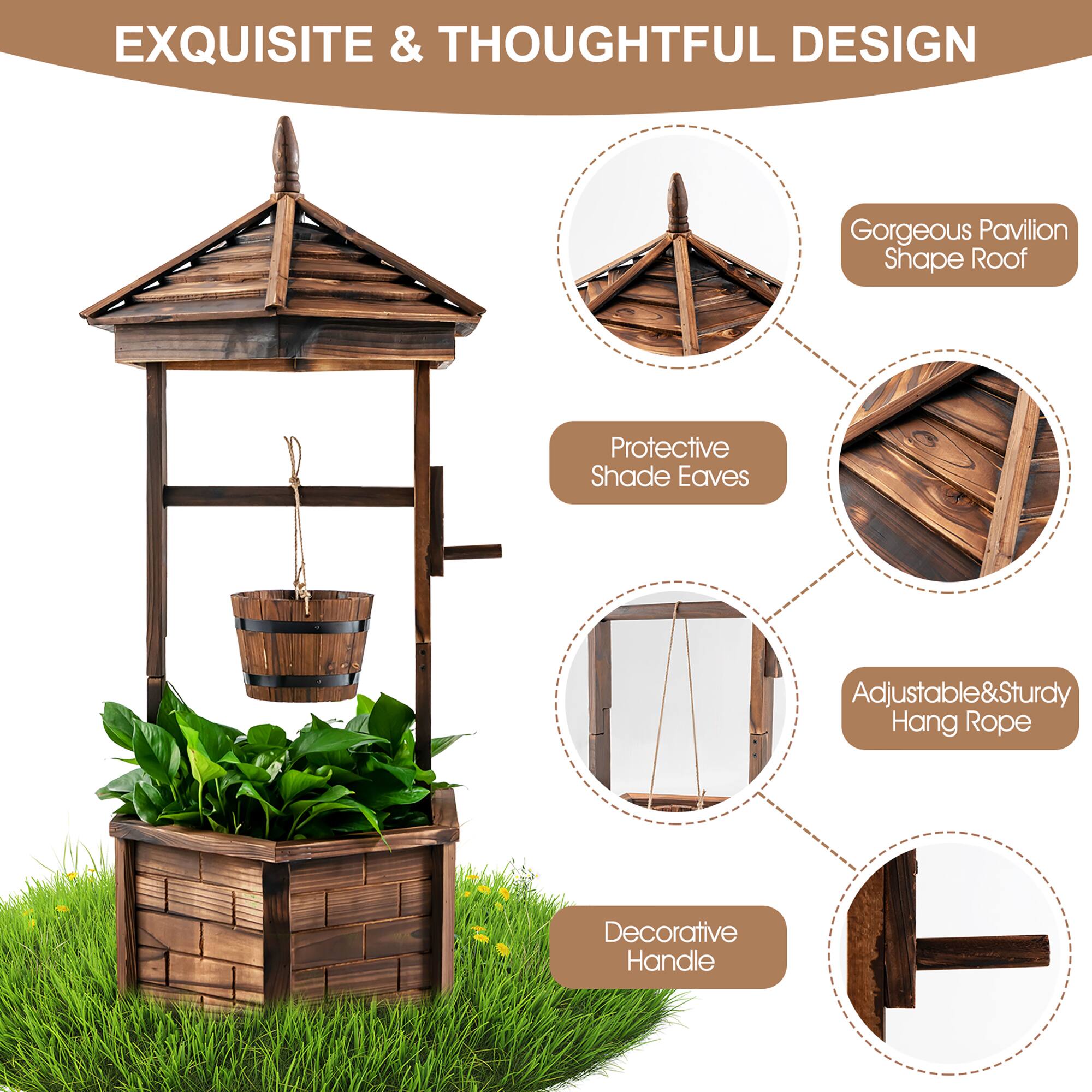 EXQUISITE & THOUGHTFUL DESIGN Gorgeous Pavilion Shape Roof Protective Shade Eaves Adjustable & Sturdy Hang Rope Decorative Handle