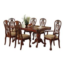 Manhattan Lane - Heo 7pc Dining Table and Chair Set, 66-84 Inch Extendable Brown Top - Cherry Brown, Beige