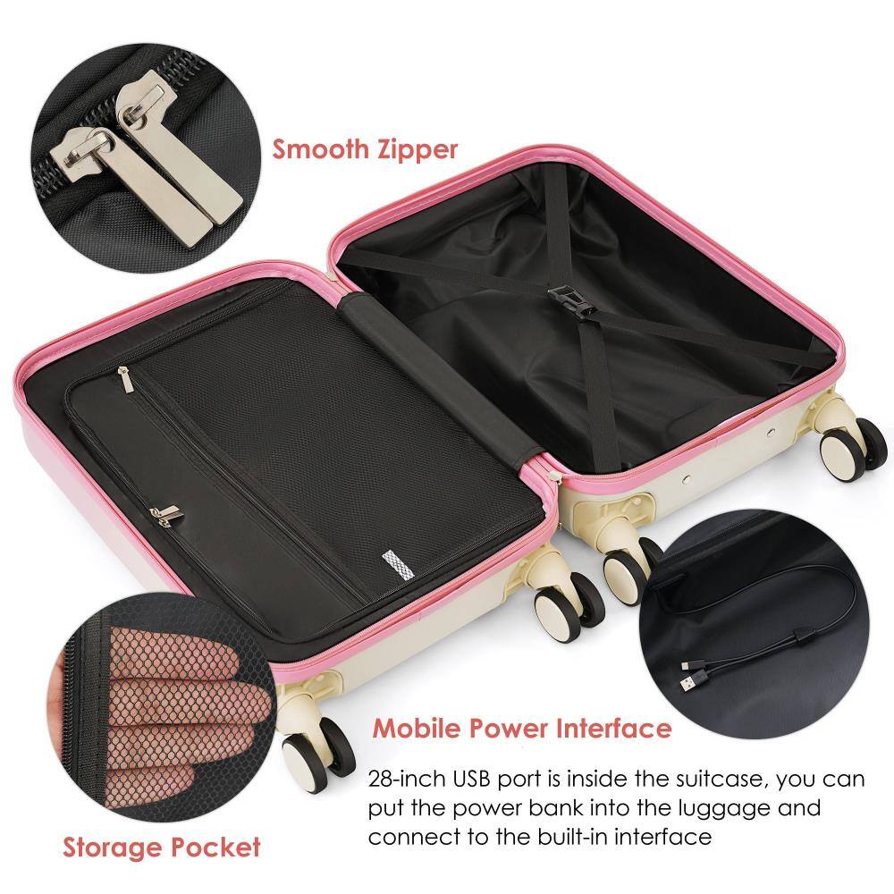 Smooth Zipper  
Mobile Power Interface  
28-inch USB port is inside the suitcase, you can put the power bank into the luggage and connect to the built-in interface  
Storage Pocket