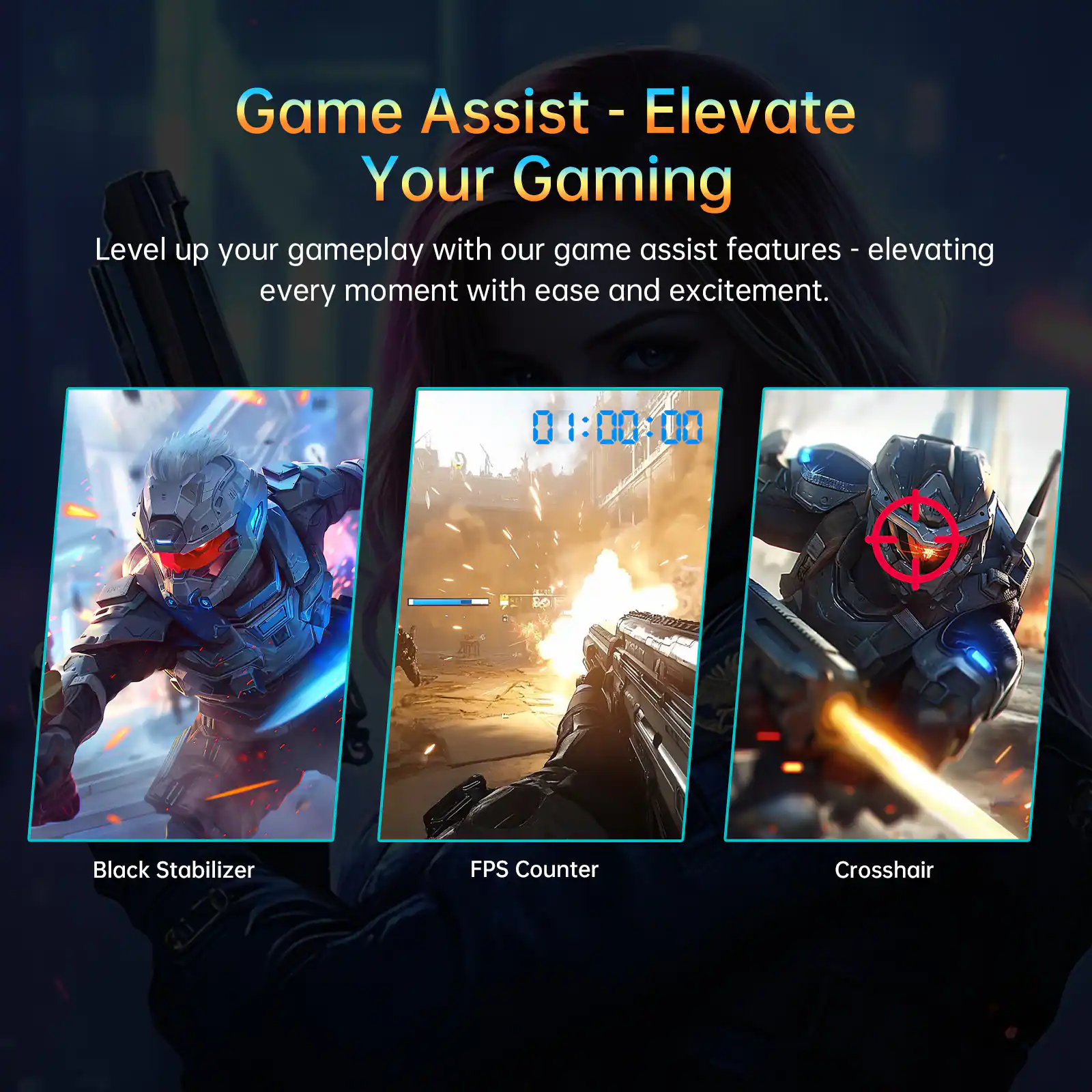 Game Assist - Elevate Your Gaming

Level up your gameplay with our game assist features - elevating every moment with ease and excitement.

1:00:00

Black Stabilizer
FPS Counter
Crosshair