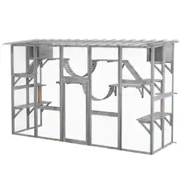 Pawhut - Playground Cat Window Box Outside Enclosure for Multiple Cats w/ Shelves & Bridges