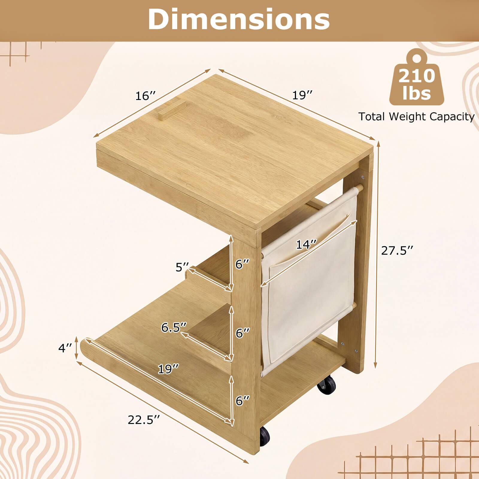 Dimensions: 16" x 19"  
Total Weight Capacity: 210 lbs  
Dimensions: 5" x 6" x 14" x 27.5" x 4" x 6.5" x 6" x 19" x 22.5"