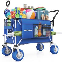 Loheer - Heavy Duty Folding Wagon Cart, 400L Large Capacity Wagon with Adjustable Handle, All Terrain Beach Tires