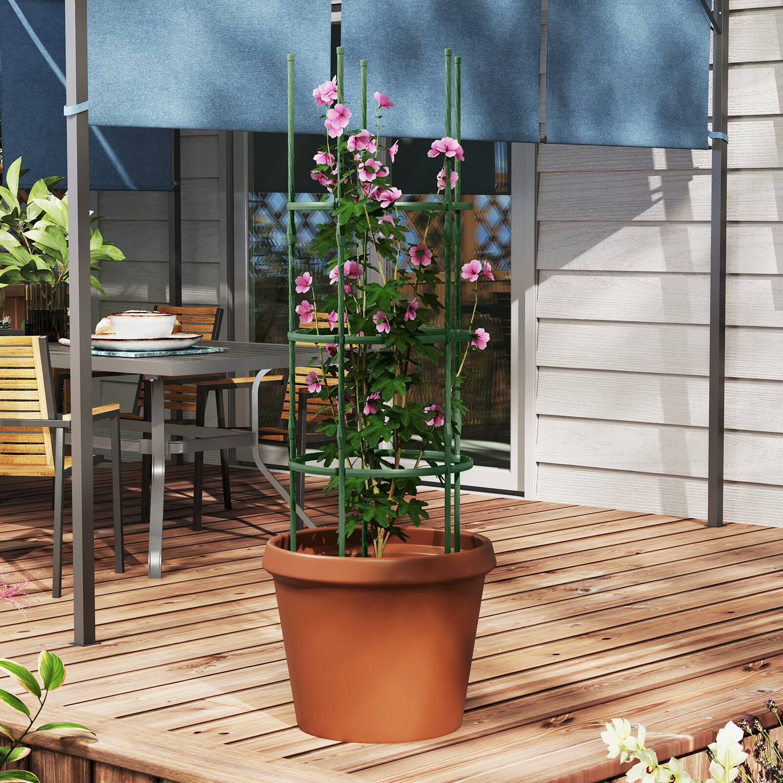 Alt View 4. Gymax - Gymax 3-Pack Garden Tomato Trellis 60'' Plant Support Cage w/ Adjustable Size for Plants - Green.