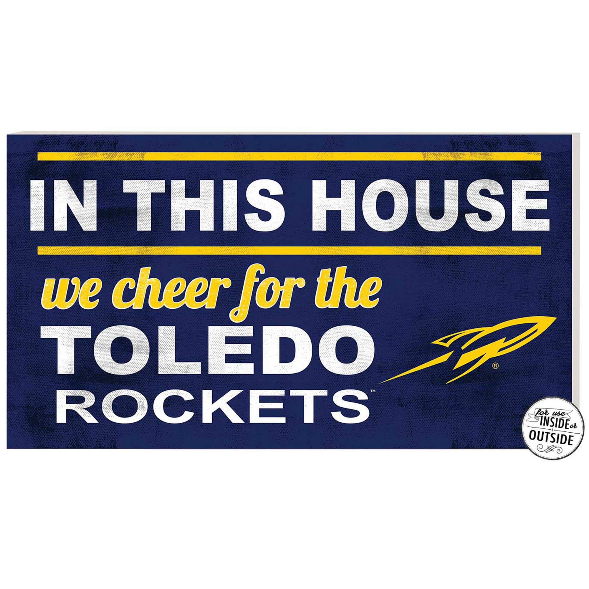 Navy Toledo Rockets 11'' x 20'' Indoor/Outdoor In This House Sign