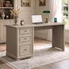 Front. Bestier - 59'' Farmhouse Office Desk with Drawers and Charging Station, Computer Executive Desk with Storage for Home Office - Sunlit Oak.