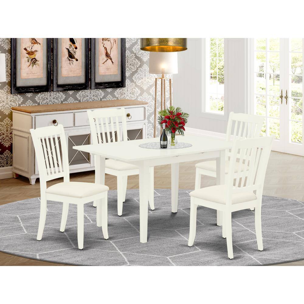 Back. East West Furniture - Dining Table- Dining Chairs - Brown.