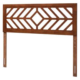 Baxton Studio - Olsen Wood Headboard with Geometric Cutout Design - Decorative Panel for Bed Frame, Adjustable Height, Full - Walnut Brown