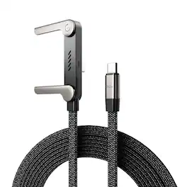 Mybat Pro - 240W USB-C Charging Cable with Foldable Kickstand - 5FT - Black