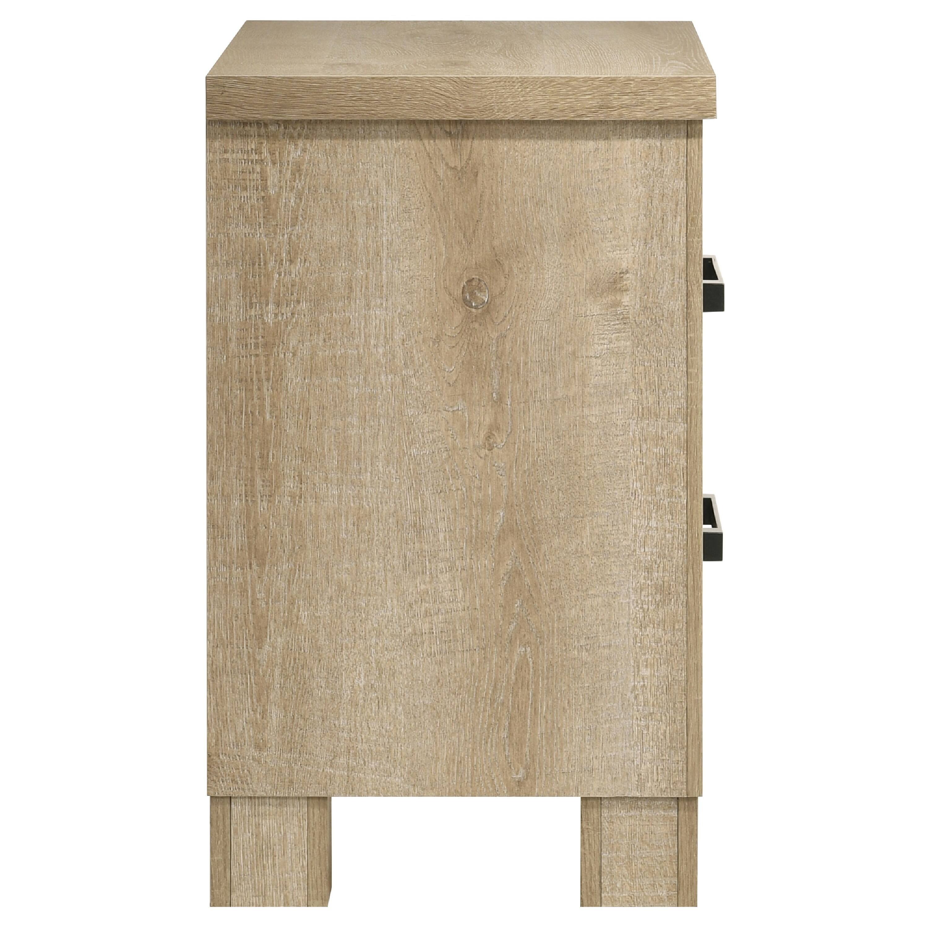 Alt View 5. Manhattan Lane - Tyna Nightstand with 2 Drawer, Metal, Weathered Oak Wood 26 Inch - Weathered Oak Beige.