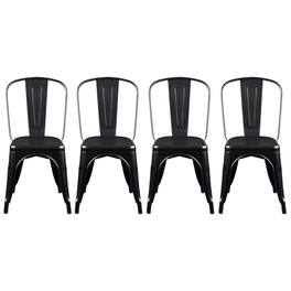 Hivvago - Set of Four Steel Dining Side Chairs - Black