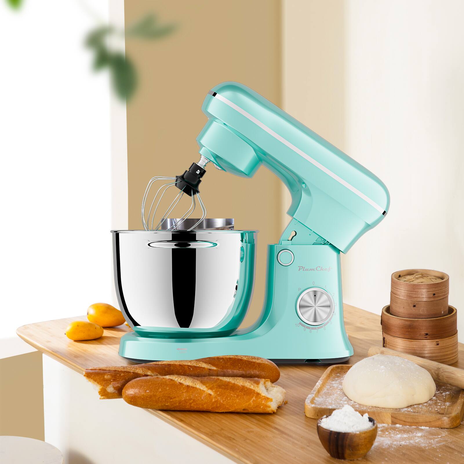 Alt View 2. Dexmalle - Dexmalle-10 Speeds 5.2L+4.5L Electric Food Mixer with timing-Blue - Blue.