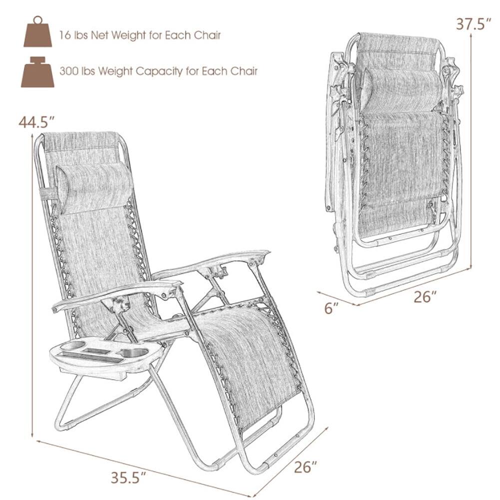 16 lbs Net Weight for Each Chair  
300 lbs Weight Capacity for Each Chair  
37.5"  
44.5"  
6"  
26"  
35.5"  
26"