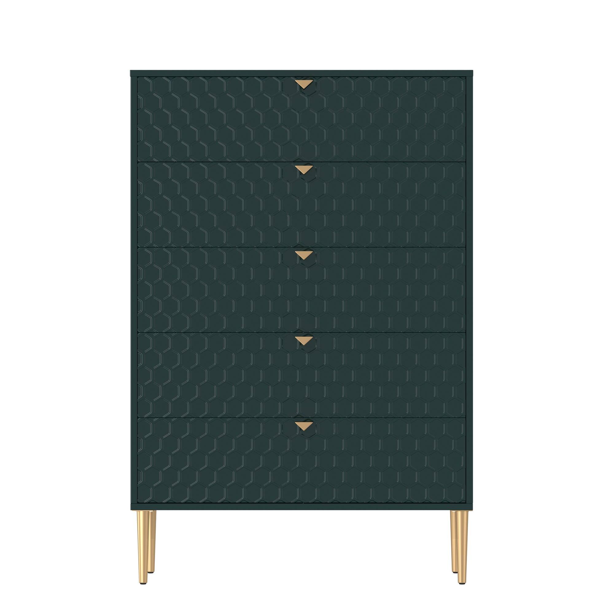 Boyel Living - Accent Storage Cabinet with 5-Drawer Chest - Green