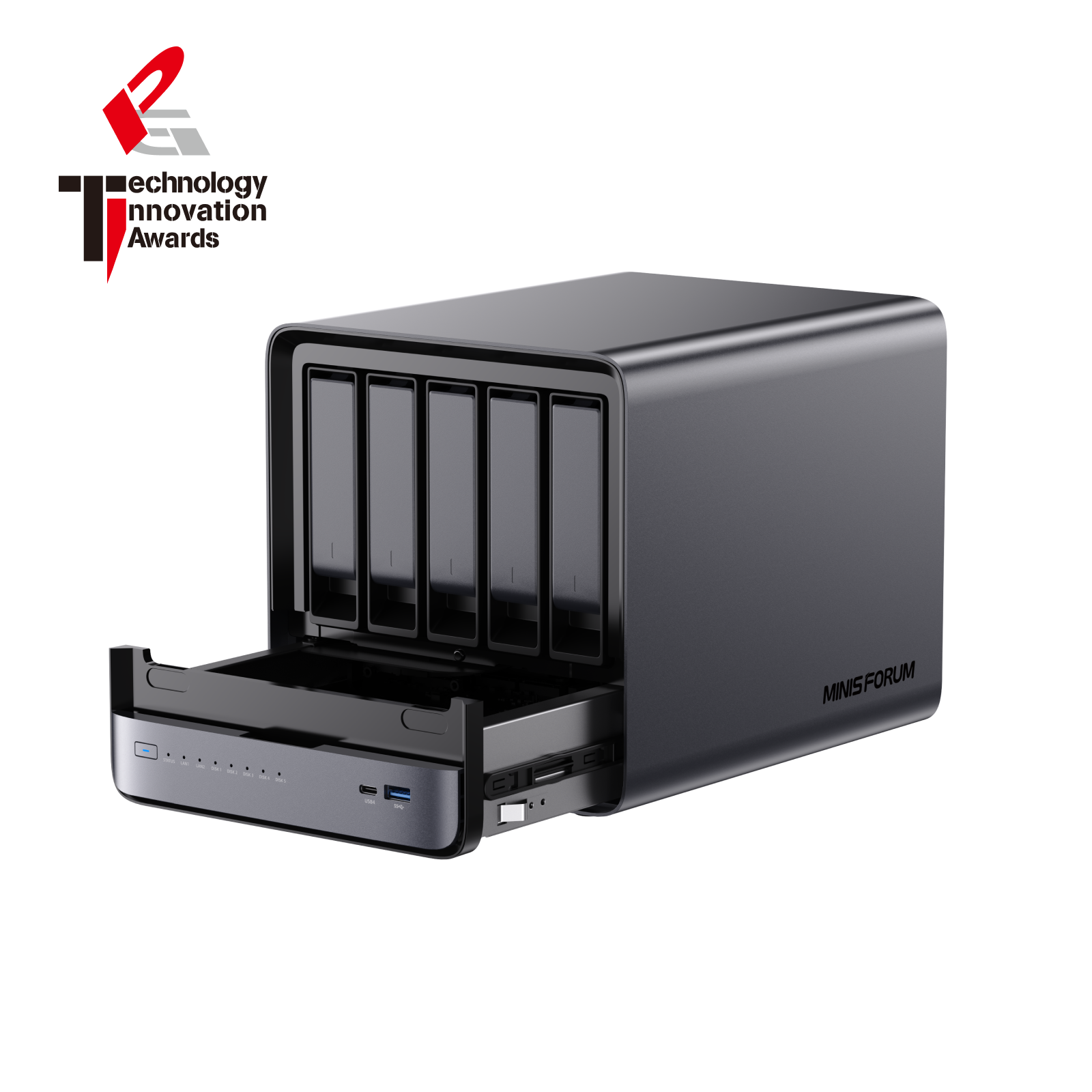 Minisforum - N5 Pro AI NAS, 16GB + 128G OS Storage, AMD Ryzen AI 9 HX PRO 370, AMD Radeon 890M, 50 TOPS Copilot+ NPU, 10GbE+5GbE - Black