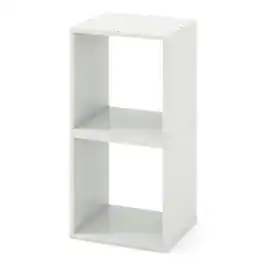 Pefilos - Cube Storage Organizer Set of 2- Tall Bookshelf, Shelves for Living Room, Home Office, Bedroom, Balcony - White