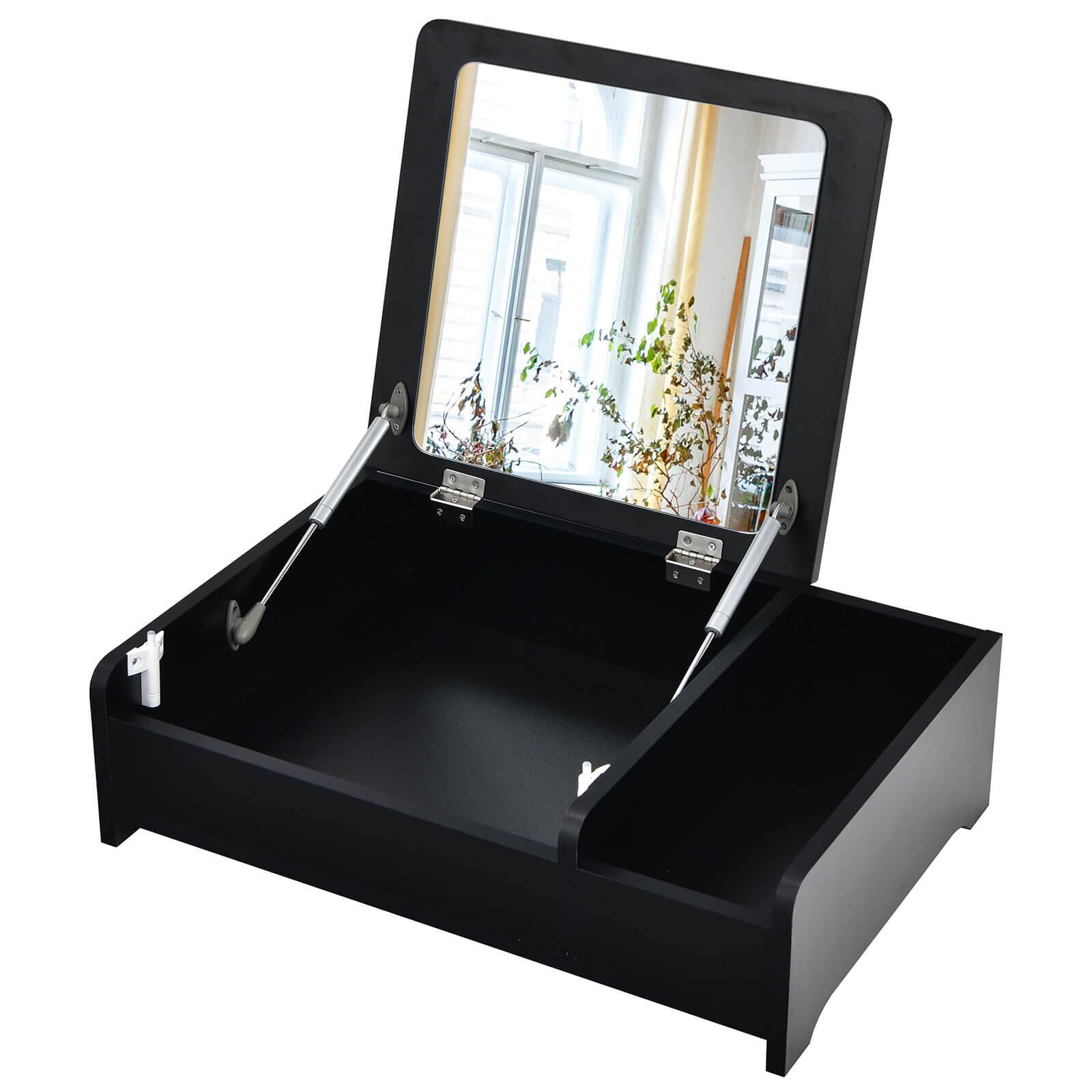 Front. Ecooso - Compact Makeup Vanity Desk with Flip Top Mirror for Small Space or Bay Window - Black.