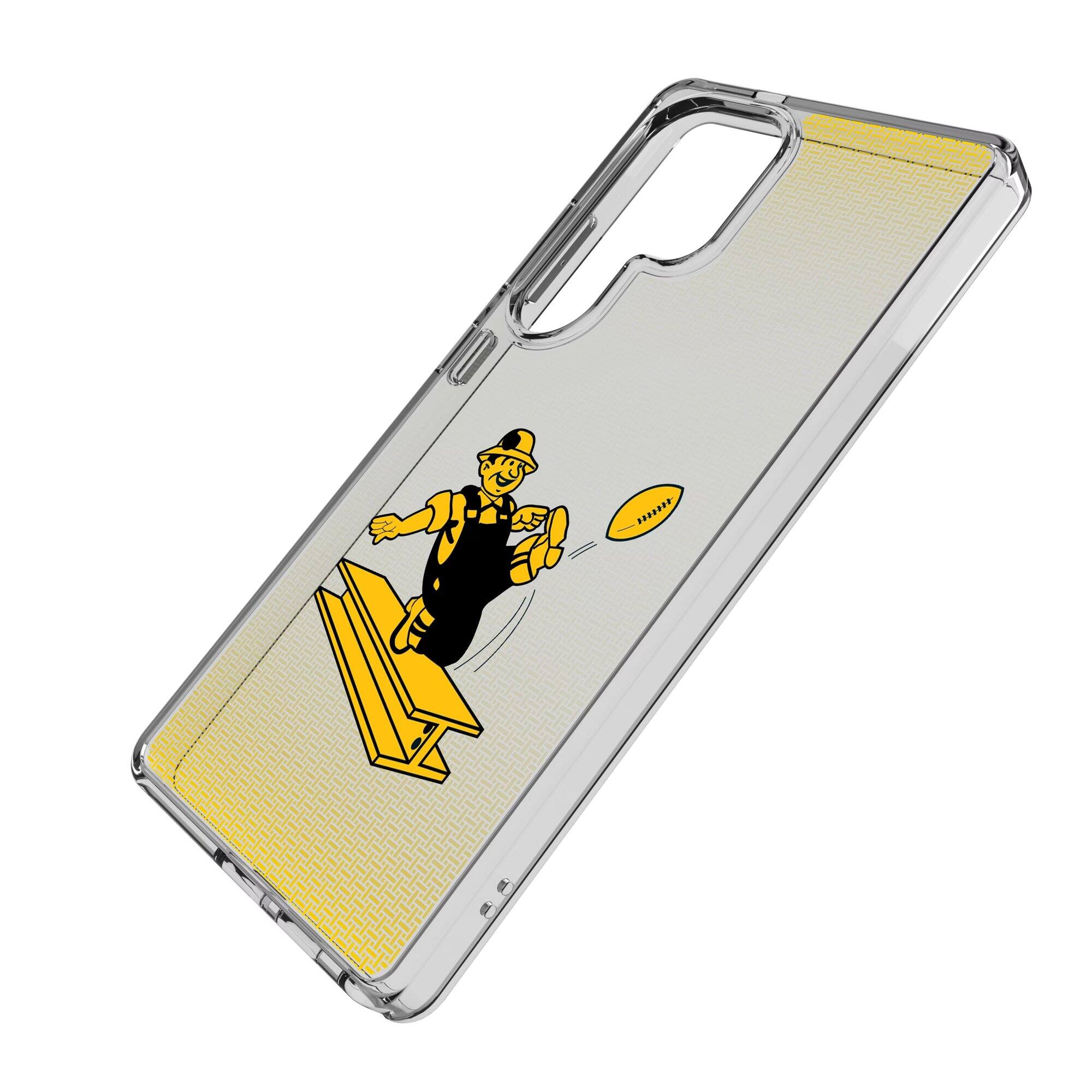 Alt View 1. Keyscaper - Pittsburgh Steelers Linen Logo Galaxy Clear Case - S25 - Multicolor.