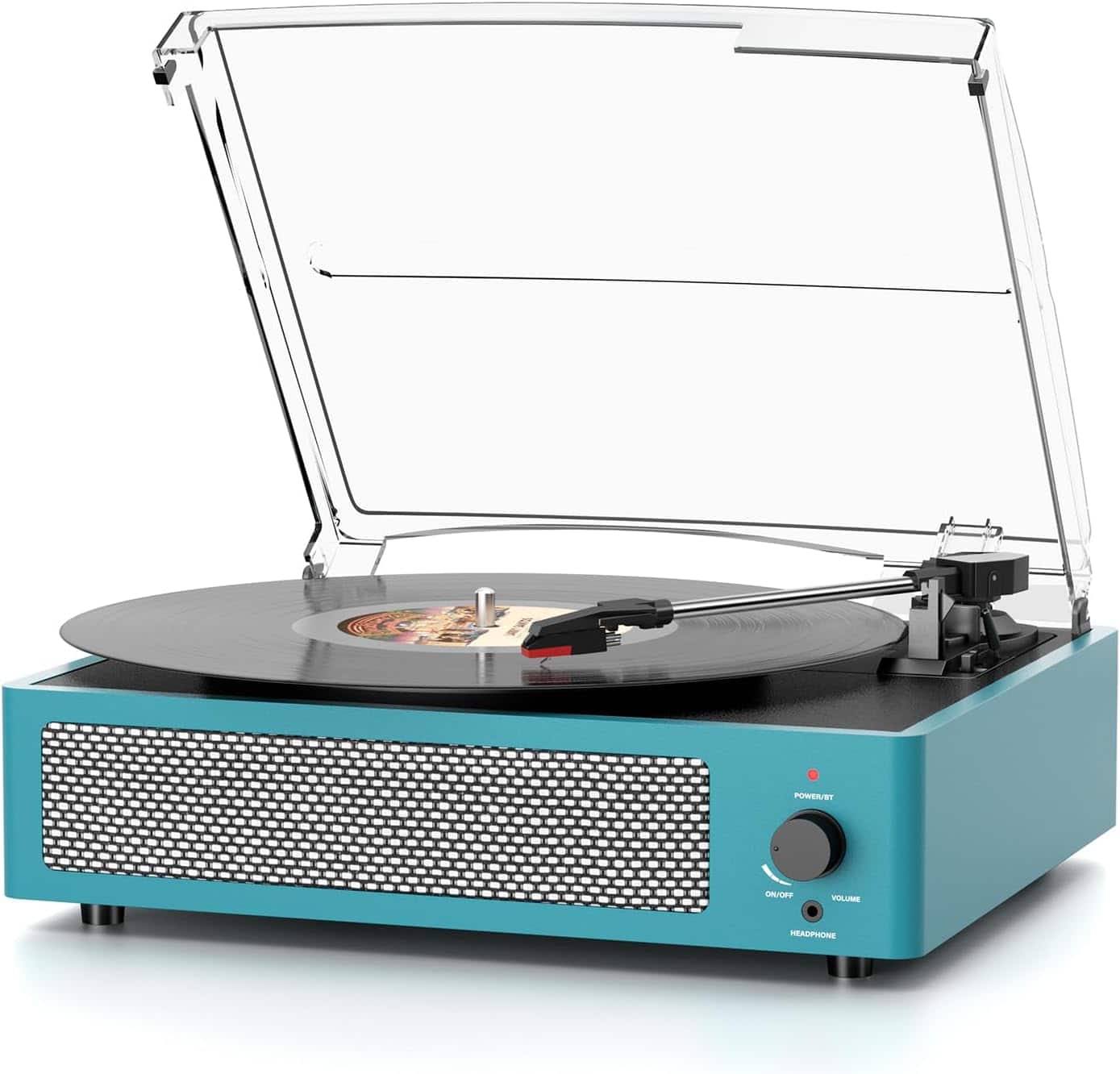 Vulpecula Spade - Record Player Wireless Bluetooth Turntable with Speakers for Vinyl Records Belt-Driven Vintage Turntable Support 3-Speed - Blue