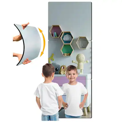 Front. Live At Space - Unbreakable Full Length Wall Mirror Over The Door Extra Thick 1/8" 56"x14" 4pcs 14"x14" Made Of Shatterproof Plexiglass - 4 Pack,12"x12".
