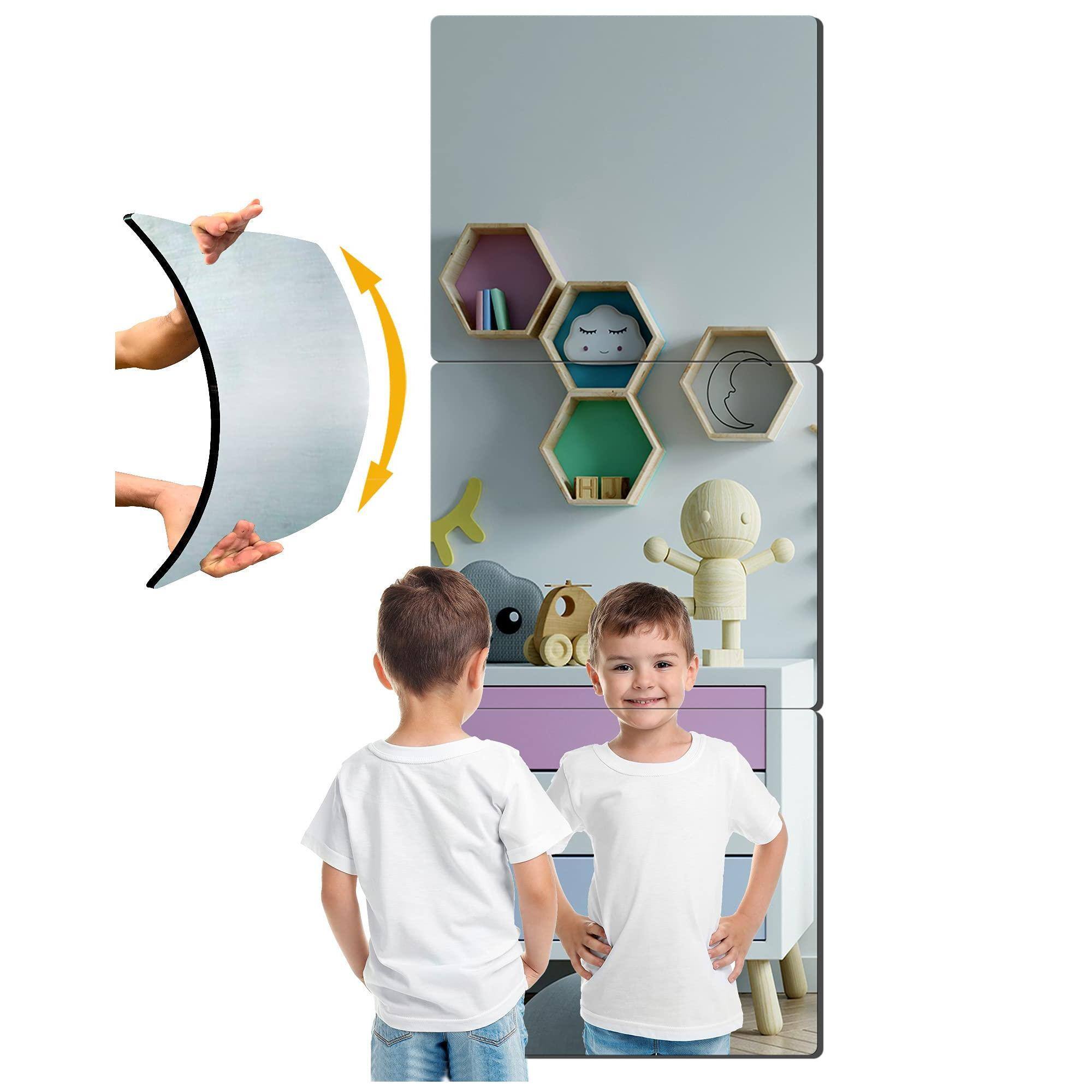 Front. Live At Space - Unbreakable Full Length Wall Mirror Over The Door Extra Thick 1/8" 56"x14" 4pcs 14"x14" Made Of Shatterproof Plexiglass - 4 Pack,12"x12".